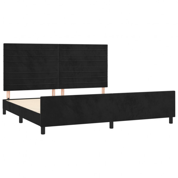 Estructura de cama con cabecero de terciopelo negro 200x200 cm M 4
