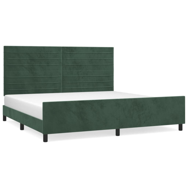 Estructura cama con cabecero terciopelo verde oscuro 200x200 cm M 2