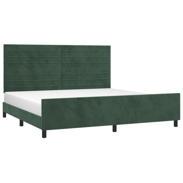Estructura cama con cabecero terciopelo verde oscuro 200x200 cm M 3