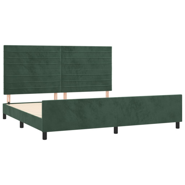 Estrutura de cama sem colchão 200x200 cm veludo verde-escuro M 4