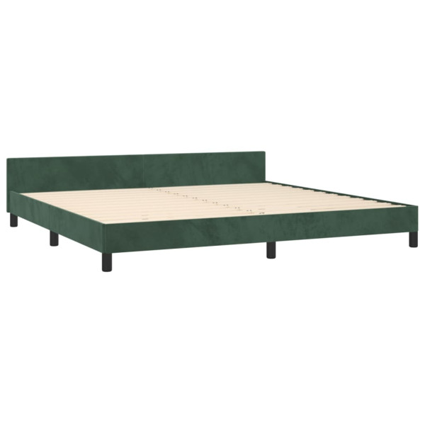 Estructura cama con cabecero terciopelo verde oscuro 200x200 cm M 5