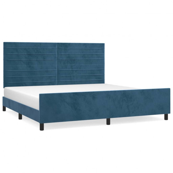 Estructura cama con cabecero terciopelo azul oscuro 200x200 cm M 2
