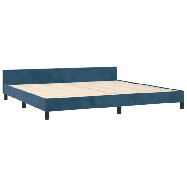 Estructura cama con cabecero terciopelo azul oscuro 200x200 cm M 5