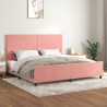 Estructura de cama con cabecero de terciopelo rosa 200x200 cm 1