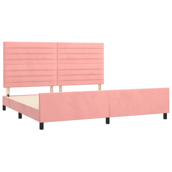 Estructura de cama con cabecero de terciopelo rosa 200x200 cm M 4