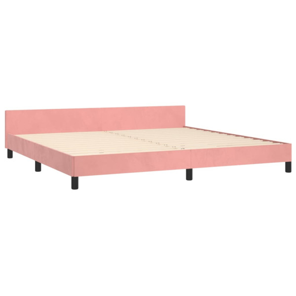 Estrutura de cama c/ cabeceira 200x200 cm veludo rosa M 5