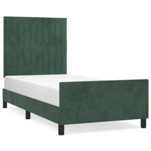 Estructura cama con cabecero terciopelo verde oscuro 80x200 cm H