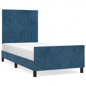 Estructura cama con cabecero terciopelo azul oscuro 80x200 cm H