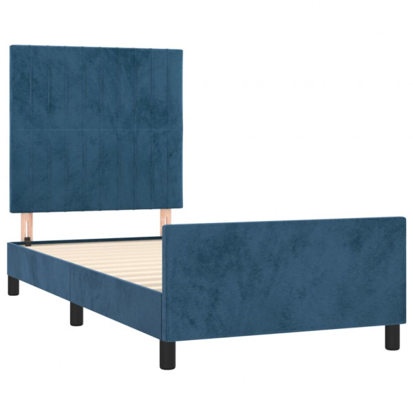 Estrutura de cama sem colchão 80x200 cm veludo azul-escuro M 4