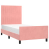Estructura de cama con cabecero de terciopelo rosa 80x200 cm 3