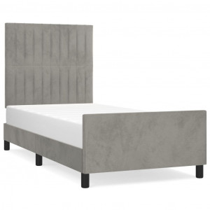 Estructura de cama con cabecero terciopelo gris claro 90x190 cm H