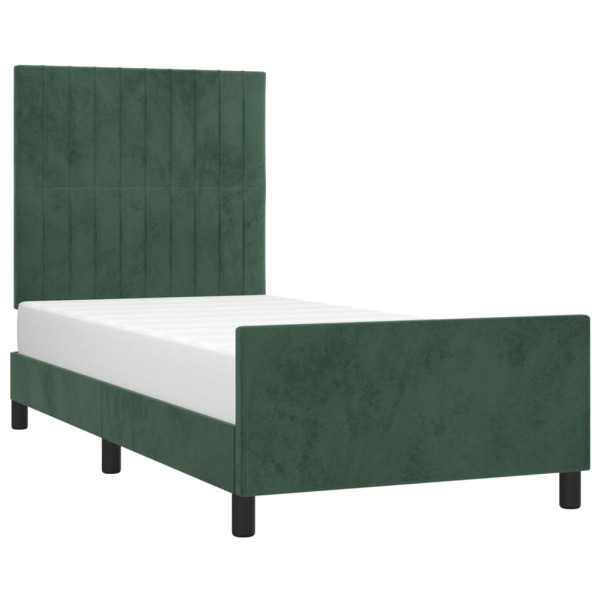 Estructura cama con cabecero terciopelo verde oscuro 90x190 cm M 3
