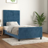 Estructura cama con cabecero terciopelo azul oscuro 90x190 cm 1