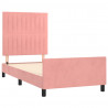 Estrutura de cama c/ cabeceira 90x190 cm veludo rosa 4