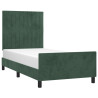 Estrutura de cama sem colchão 90x200 cm veludo verde-escuro 3