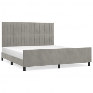 Estrutura de cama sem colchão 160x200 cm veludo cinzento-claro H