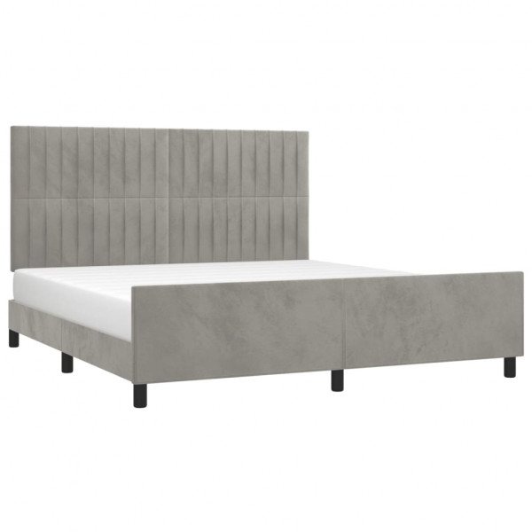 Estructura de cama con cabecero terciopelo gris claro 160x200cm M 3
