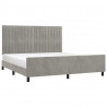 Estrutura de cama sem colchão 160x200 cm veludo cinzento-claro 3