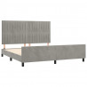 Estrutura de cama sem colchão 160x200 cm veludo cinzento-claro 4