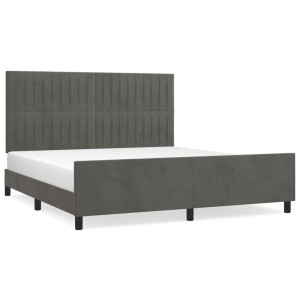 Estructura cama con cabecero terciopelo gris oscuro 160x200 cm H