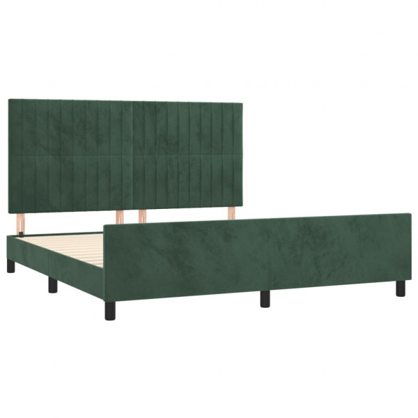 Estrutura de cama sem colchão 160x200 cm veludo verde-escuro M 4
