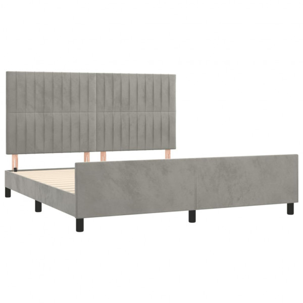 Estructura de cama con cabecero terciopelo gris claro 180x200cm M 4