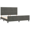 Estrutura de cama c/ cabeceira 180x200cm veludo cinzento-escuro 4