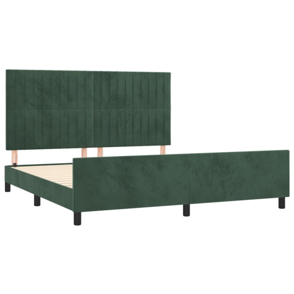 Estrutura de cama c/ cabeceira 180x200 cm veludo verde-escuro M 4