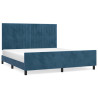 Estrutura de cama c/ cabeceira 180x200 cm veludo azul-escuro 2