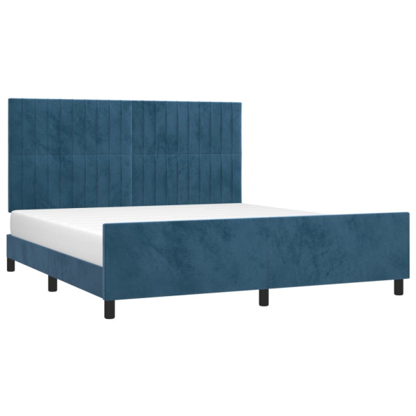 Estructura cama con cabecero terciopelo azul oscuro 180x200 cm M 3