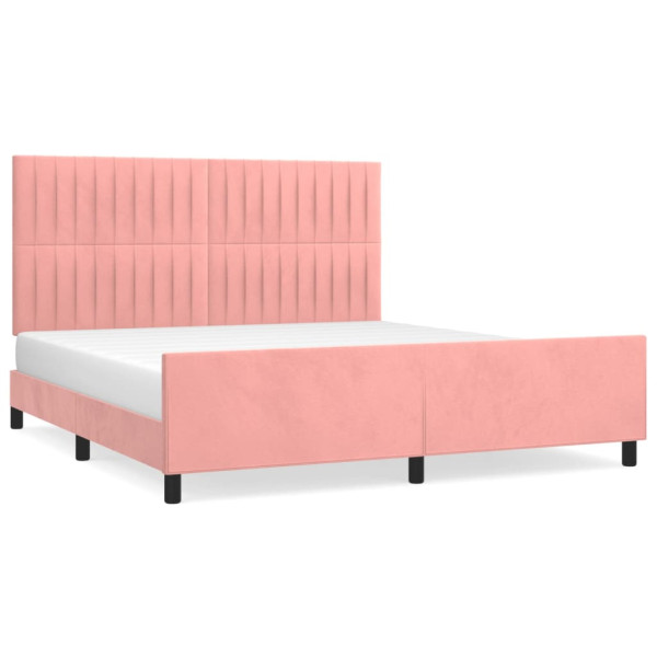 Estructura de cama con cabecero de terciopelo rosa 180x200 cm M 2