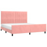 Estrutura de cama c/ cabeceira 180x200 cm veludo rosa 3