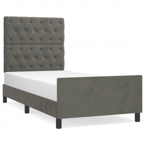 Estructura de cama con cabecero terciopelo gris oscuro 80x200cm H