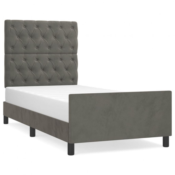 Estructura de cama con cabecero terciopelo gris oscuro 80x200cm M 2