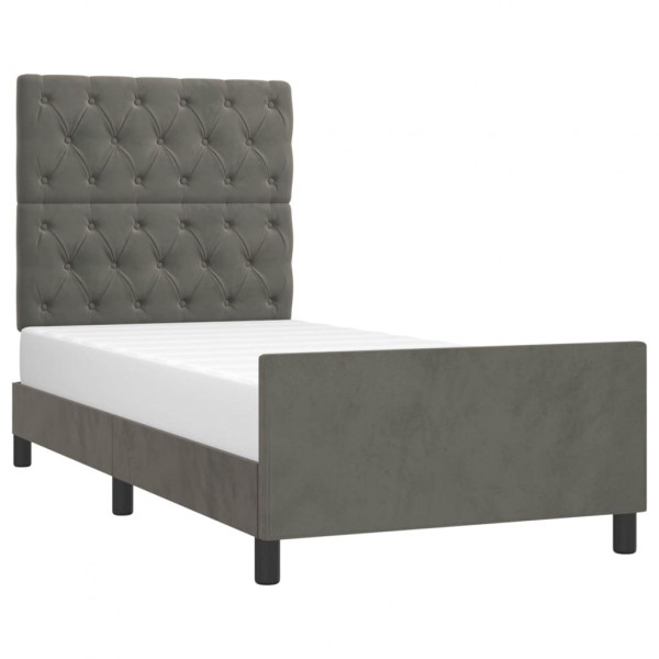 Estrutura de cama sem colchão 80x200 cm veludo cinzento-escuro M 3
