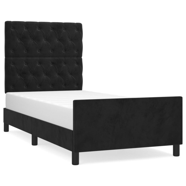 Estructura de cama con cabecero de terciopelo negro 80x200 cm M 2