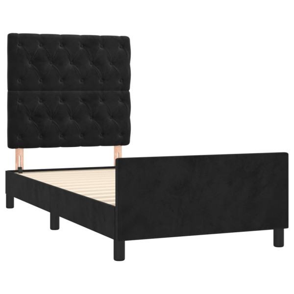 Estructura de cama con cabecero de terciopelo negro 80x200 cm M 4