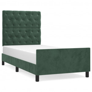 Estructura cama con cabecero terciopelo verde oscuro 80x200 cm H