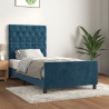 Estructura cama con cabecero terciopelo azul oscuro 80x200 cm 1