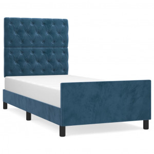 Estructura cama con cabecero terciopelo azul oscuro 80x200 cm H