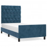 Estrutura de cama sem colchão 80x200 cm veludo azul-escuro 2