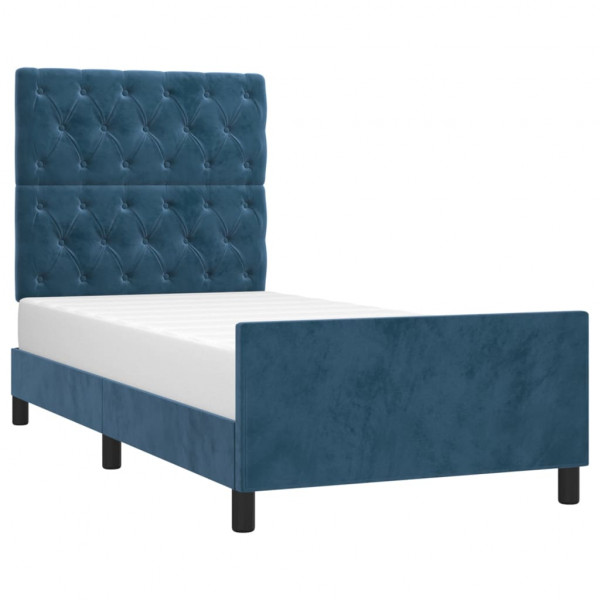 Estrutura de cama sem colchão 80x200 cm veludo azul-escuro M 3