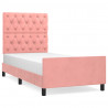 Estructura de cama con cabecero de terciopelo rosa 80x200 cm 2