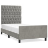 Estructura de cama con cabecero terciopelo gris claro 90x190 cm 2