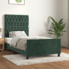 Estructura cama con cabecero terciopelo verde oscuro 90x190 cm 1