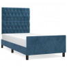 Estructura cama con cabecero terciopelo azul oscuro 90x190 cm 2