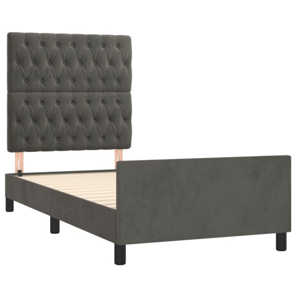 Estrutura de cama sem colchão 90x200 cm veludo cinzento-escuro M 4