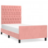Estructura de cama con cabecero de terciopelo rosa 90x200 cm 2