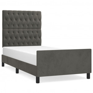 Estrutura de cama sem colchão 100x200 cm veludo cinzento-escuro H