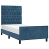 Estructura cama con cabecero terciopelo azul oscuro 100x200 cm 3